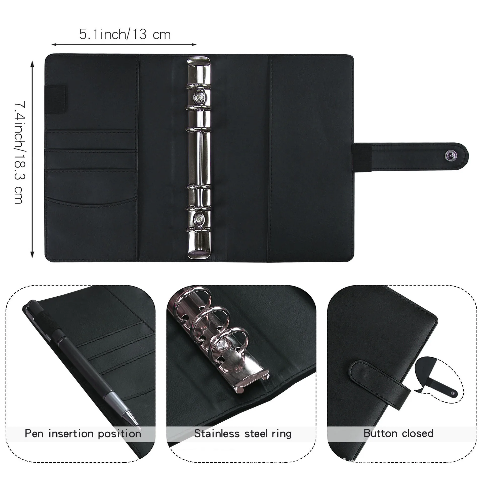 New A5 A6 Budget Binder Planner with 12 Pieces Cash Envelopes Colorful PU Leather Notebook PCS Pockets | Канцтовары для офиса и
