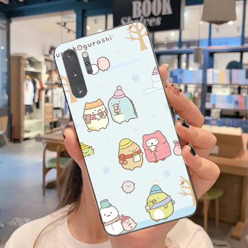 NBDRUICAI Япония kawaii милый sumikko gurashi черный сотовый телефон чехол для Samsung Note 7 8 9 10 pro
