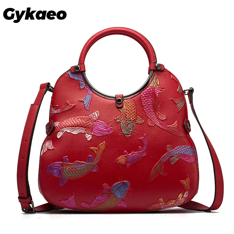 Женская сумка-тоут Gykaeo винтажная сумка из натуральной воловьей кожи в