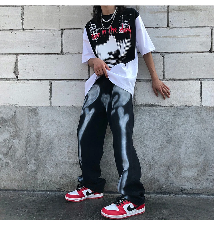 

2021 Designer Pants Men Clothing Women Streetwear Graffiti Men Jeans Trousers Skeleton Denim Hip Hop Jeans T2-A213