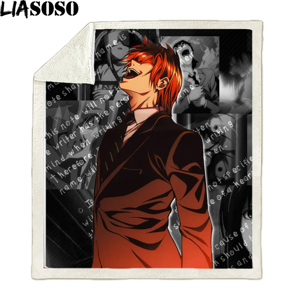 

Death Note Printed Blanket Cover Sofa Bed Cover For Adults Child Anime Blanket Twin Size Warm Coral Fleece Blankets For Home