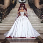 Роскошное платье принцессы для невесты, бальное платье с бисером, без бретелек, с открытой спиной, свадебные платья, платье принцессы