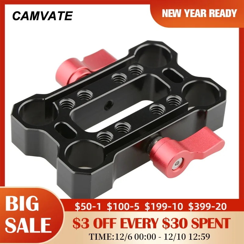 

CAMVATE 15mm Rod Offset Raiser Clamp/Height Riser Offset Railblock With 1/4"-20 Threaded Holes For Shoulder Rig Railblock System