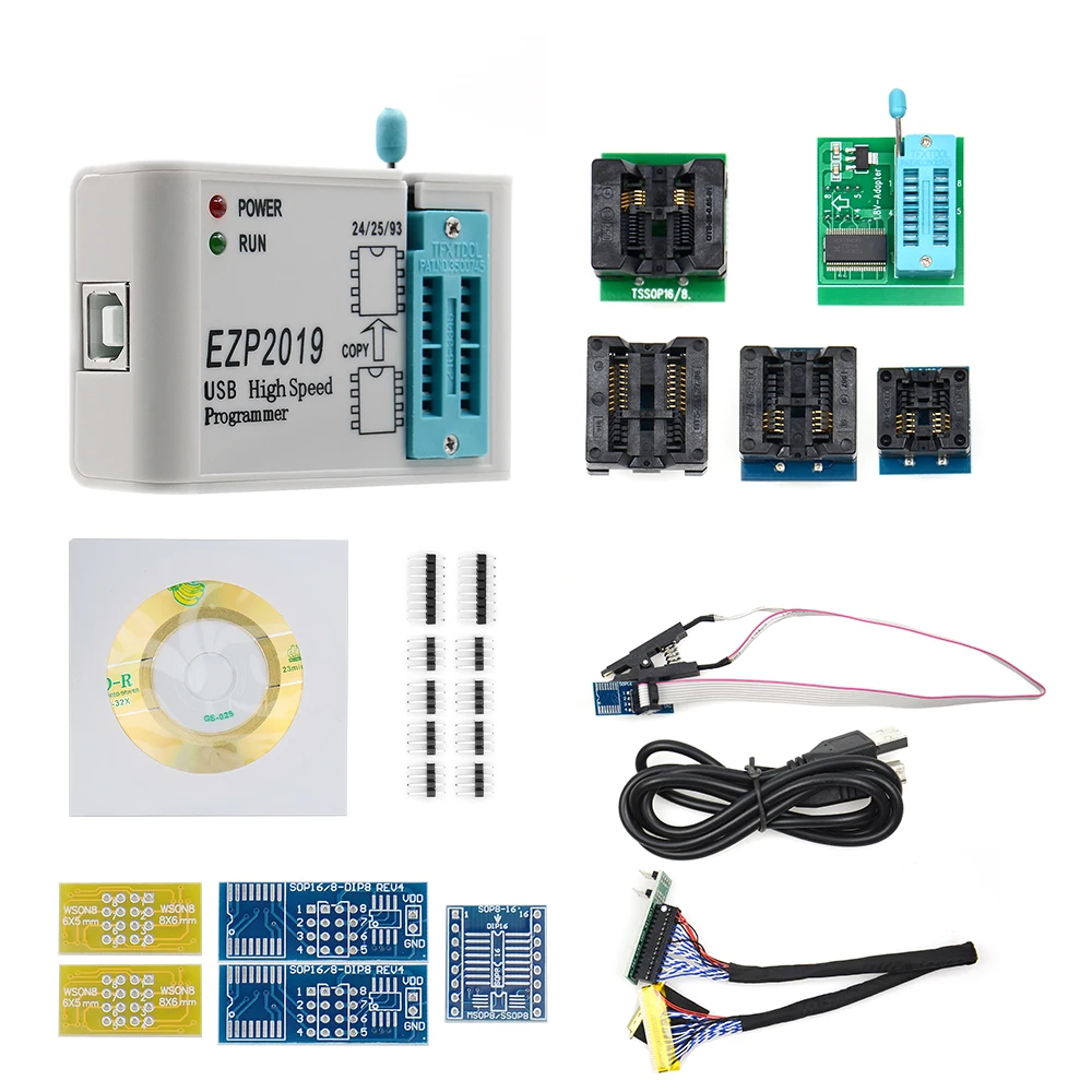 Высокоскоростной USB программатор EZP 2019 EZP2019 с 12 разъемами Поддержка 24 25 26 93 EEPROM