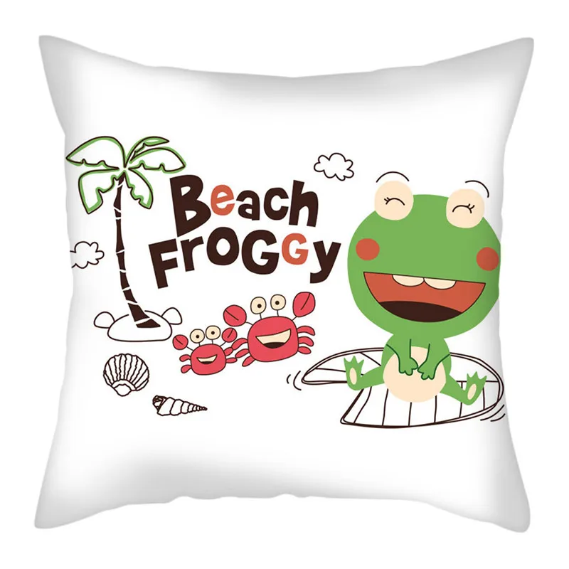 

Nanacoba Frog Printed Pillow Covers Animals Decoative Throw Pillowcases 45*45cm for Home Sofa Decor Cushion Cover Short Plush