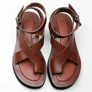 Женские босоножки на плоской платформе, модные классические сандалии из воловьей кожи, шлепанцы для вечерние, Размеры 11, 12, 13, лето 100%