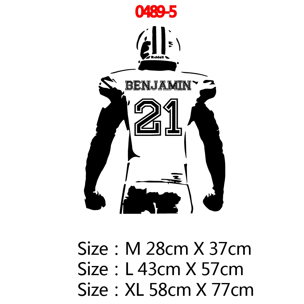 0489-5 Personalized Custom Name Sports Wall Sticker Football Basketball Hockey Player Home Decor For Living Room Art Decal Wallsticker - Color: 0489-5