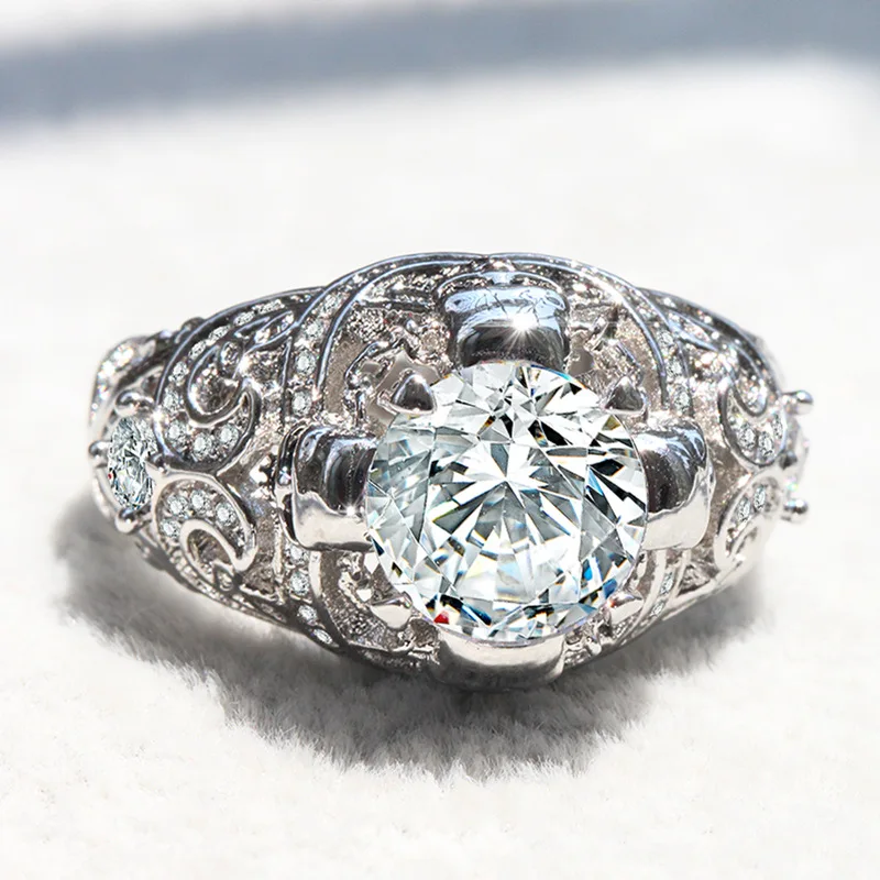 Классическое Свадебное готическое кольцо в виде скелета с топом циркониевым