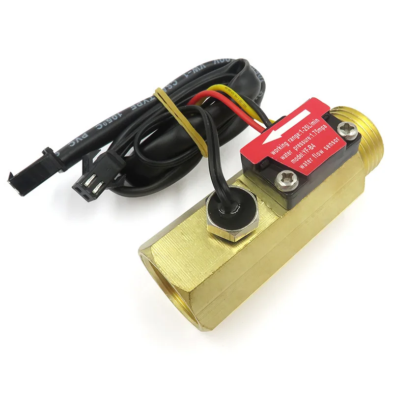 

Латунный датчик расхода воды DN15, сенсор Холла 1,75 МПа, импульсный расходомер турбины 1/2 дюйма, 5 ~ 18 В постоянного тока, с датчиком температуры