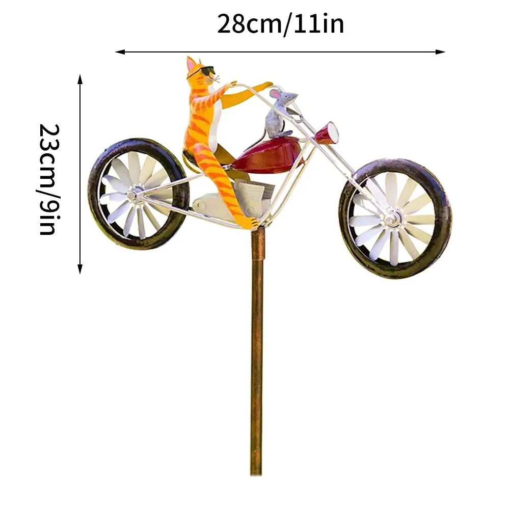 

Vintage Bicycle Wind Spinner Metal Stake Animal Riding Motorcycle Windmill Stand Decoration For Yard And Garden Decoration