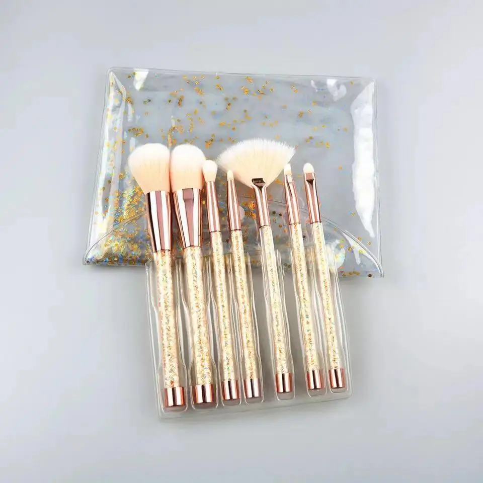 Горячие Продажа Новые 7 прозрачный кристалл ручка Наборы косметических кистей