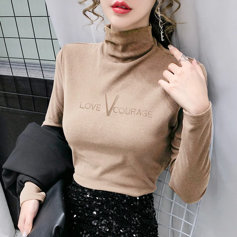 

Women Solid Half Turtleneck Pullovers Sweaters Causal Autumn Winter Primer Shirt Long Sleeve Slim-fit Tight Jumper Tops