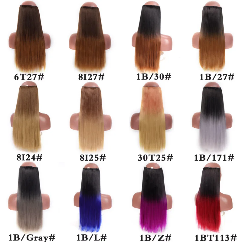 Женские длинные прямые накладные волосы AILIADE синтетические на 5 заколках