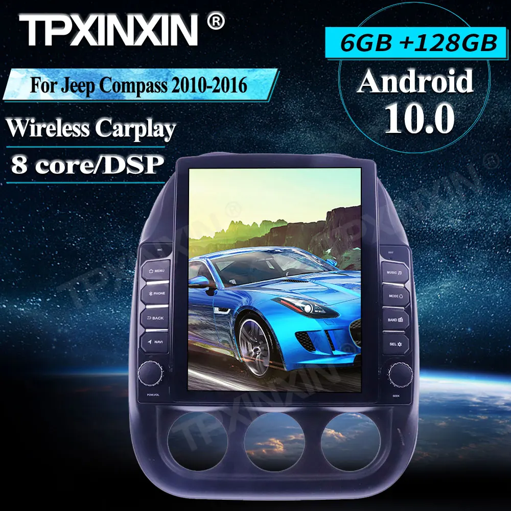 구매 무선 카플레이 터치 스크린 스테레오 수신기 자동차 GPS 네비게이션 라디오 플레이어, 지프 컴퍼스 2010-2016 안드로이드 10 128G