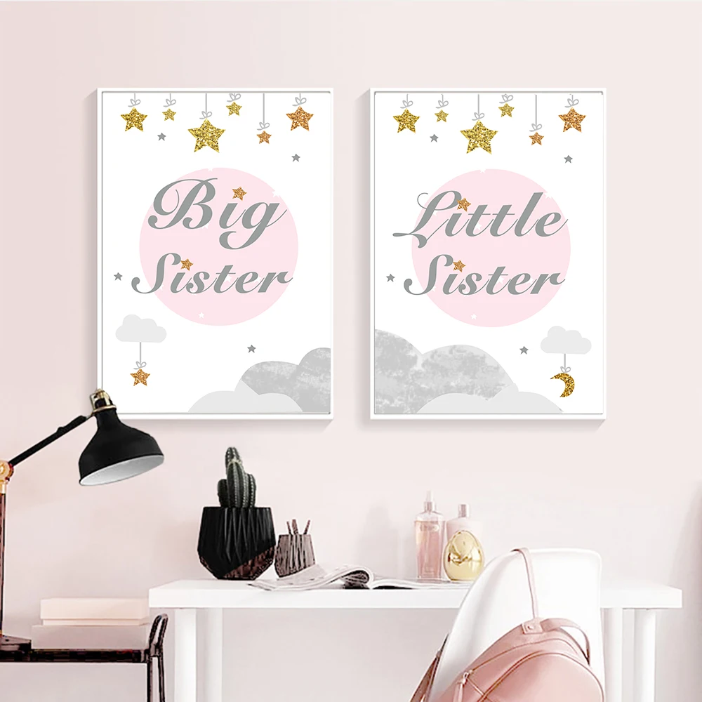 Большая и Little Sister холст картины плакат смешно детского принты для детской