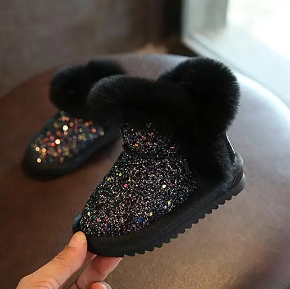 Зимние детские ботинки из плотного хлопка теплые плюшевые с мягкой подошвой для