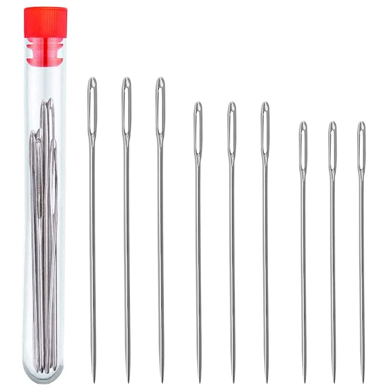 

LMDZ Large Eye Stitching Needles Hand Sewing Needles for Quilting Cross Stitching Embroidery with a Plastic Bottle 9 PCS