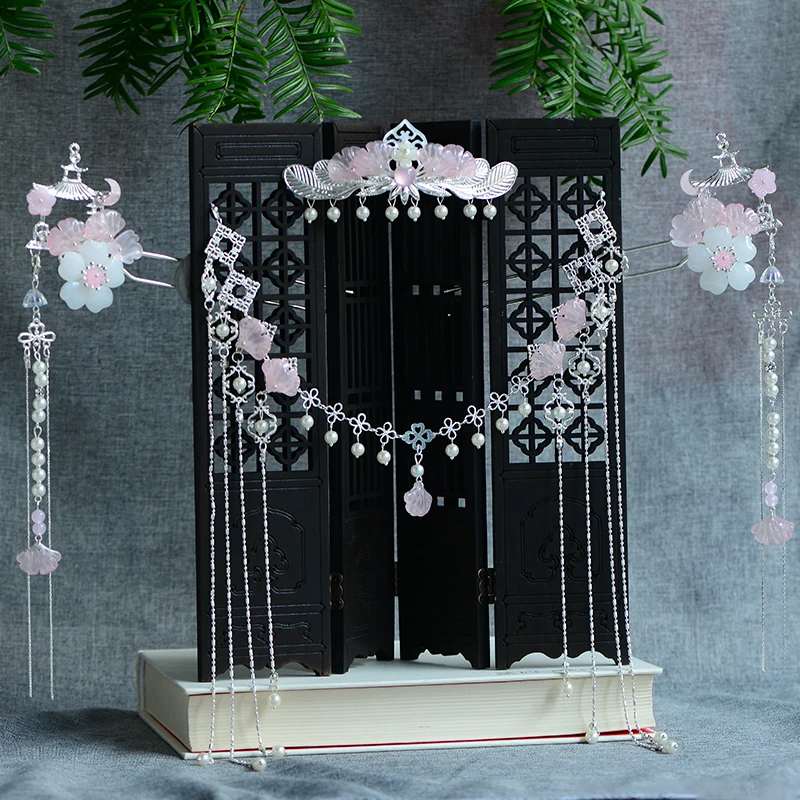 Китайская древняя кисточка Kanzashi шаг встряхивание аксессуары для волос Hanfu корона