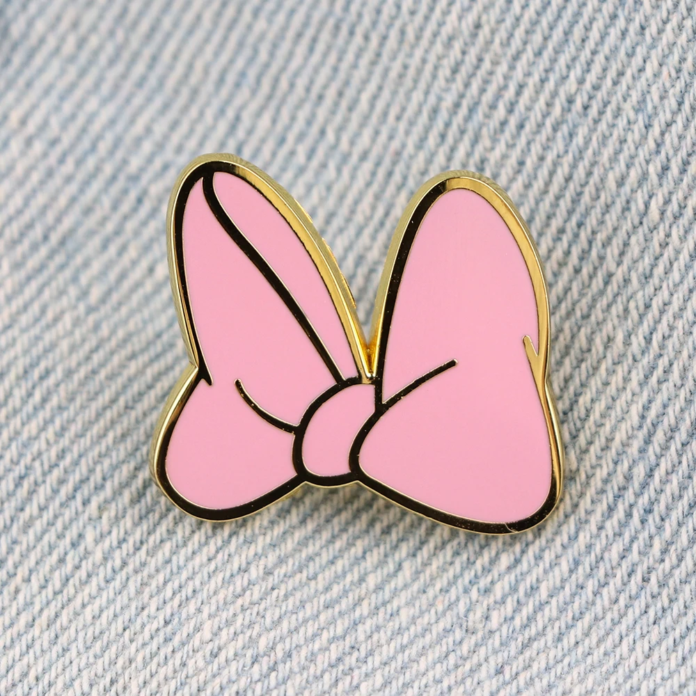

Minnie Mouse Pink Bows Enamel Pin Cute Badges With Anime Women's Brooch Bag Lapel Pins Badges on Backpack Accessories Gift