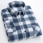 Рубашка мужская из чистого хлопка в клетку, модная сорочка с длинными рукавами, мягкая фланелевая рубашка в клетку, сорочка кроя Regular Fit в повседневном стиле, разные цвета