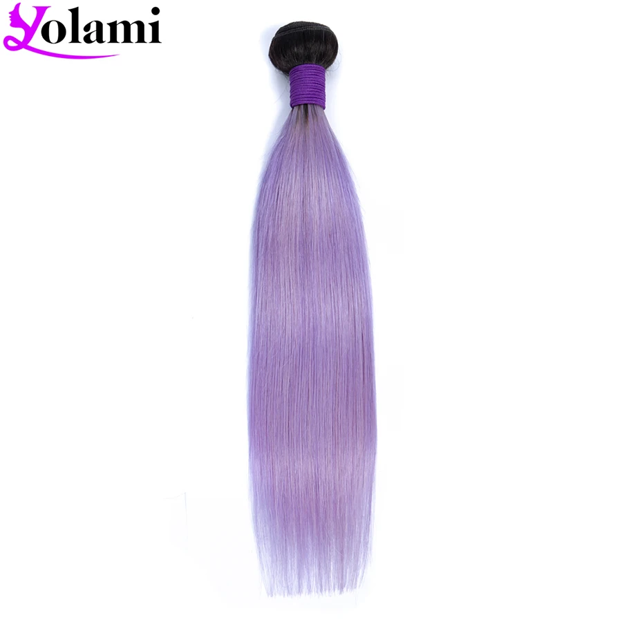 Двухцветные волнистые волосы Yolami Ombre 1B Dream фиолетовые прямые бразильские для