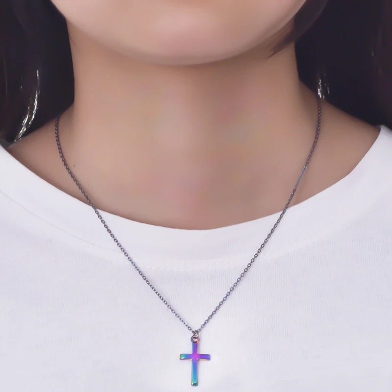 

1x Skull/Punk Necklaces For Women Men Rainbow Chain Around The Neck Necklace Serpentine Snake Pendant Jewelry Hand Cross Choker