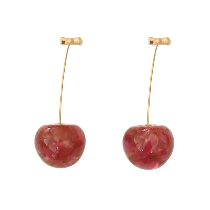 

Earrings 2020 Trend New Lady Cherry Shape Long Earrings Fashion Eternal Flower Earrings Korean Female Jewelry Party Earrings