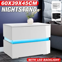 high gloss nightstands rgb led coffee tables with 2 drawers modern bedside table file cabinet holder chest table 603945cm
