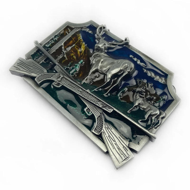 Модная Ковбойская металлическая пряжка овальная Шестигранная в виде оленя с