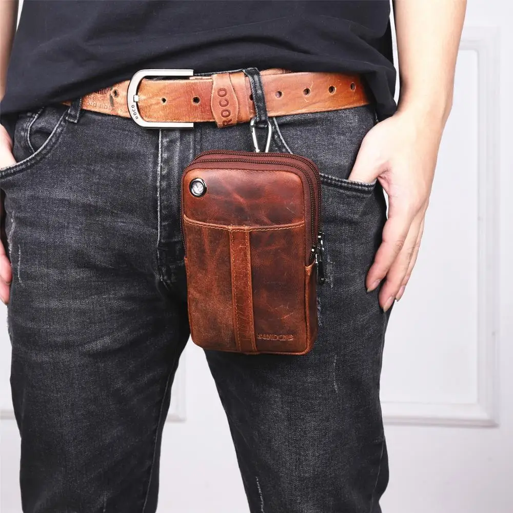 

2020 MEN'S Genuine leather BELT WAIST bag military Fanny PACK molle small money phone WAIST PACK bum pouch PURSE