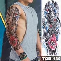 carp lotus ocean dragon wave blue man woman glitter tatu transfer tattoo semi permanent tattoo sleeve gomette tato body art 2021