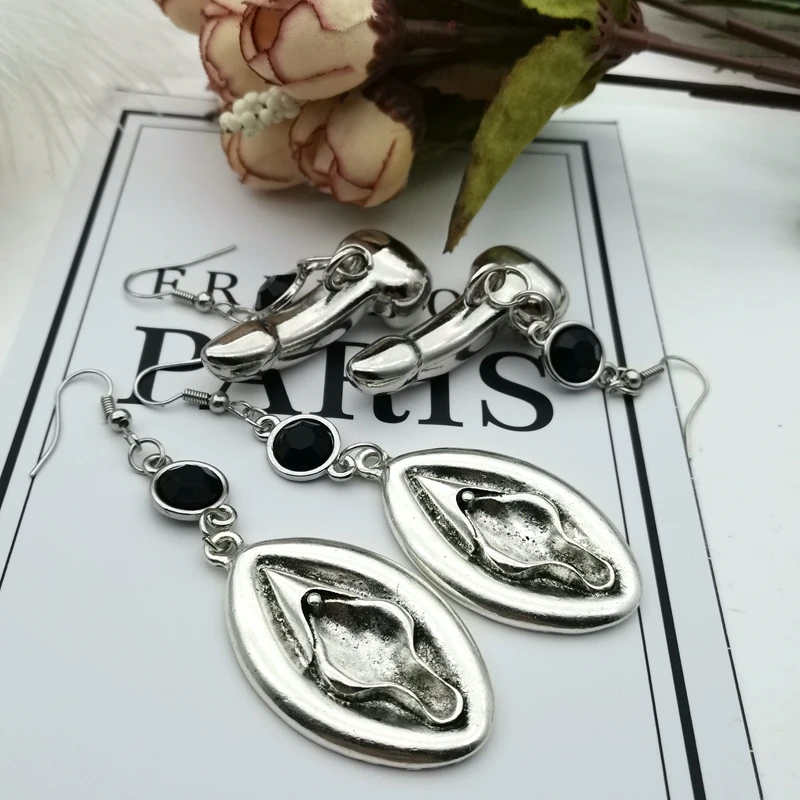 

1 Pair of New 17*17*39mm Male Genital Design Earrings Jewelry Mini Female Genital Earrings, Birthstone Handmade Jewelry