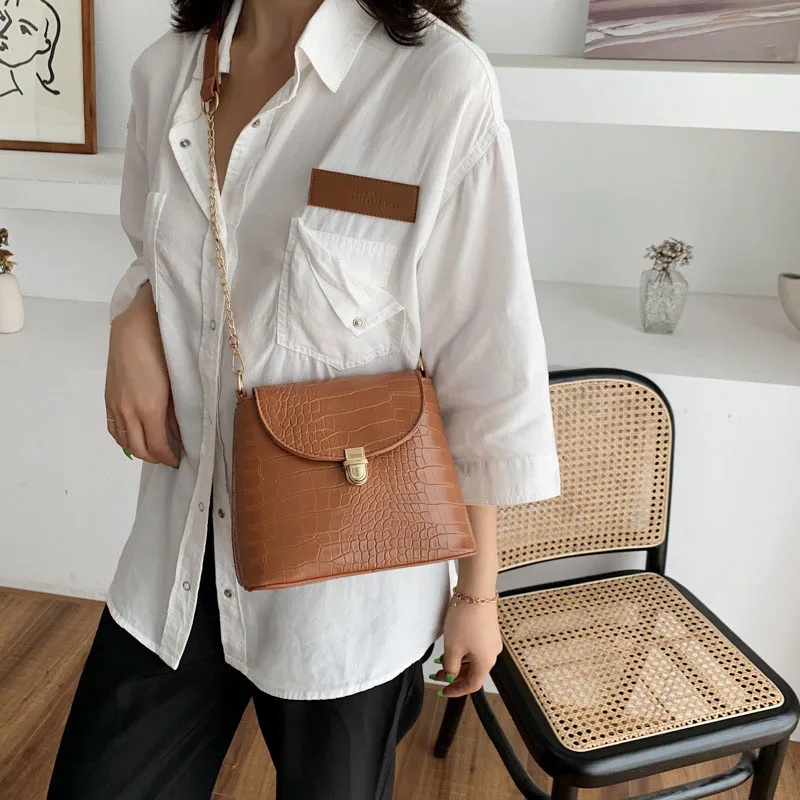 SMOOZA женская маленькая сумка с клапаном на плечо модная из кожи аллигатора