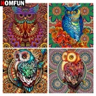 Алмазная 5d-картина HOMFUN Сова, мандала, цветок, вышивка крестиком, полное покрытие, квадратныекруглые, домашний декор, подарок