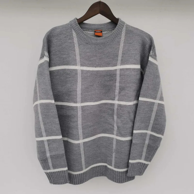 DIMI men's wear plaid sweater autumn witner new Korean style loose pullover knitted tide tops all-mtch cintage