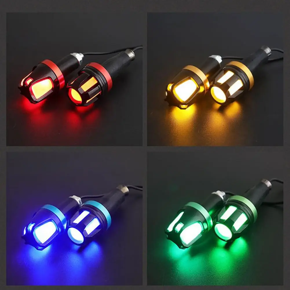 

[ Fast Shipping ] Motorcycle Handlebar End LED Turn Signal Light Moto Handle Bar Grip Plug Side Marker Lamp