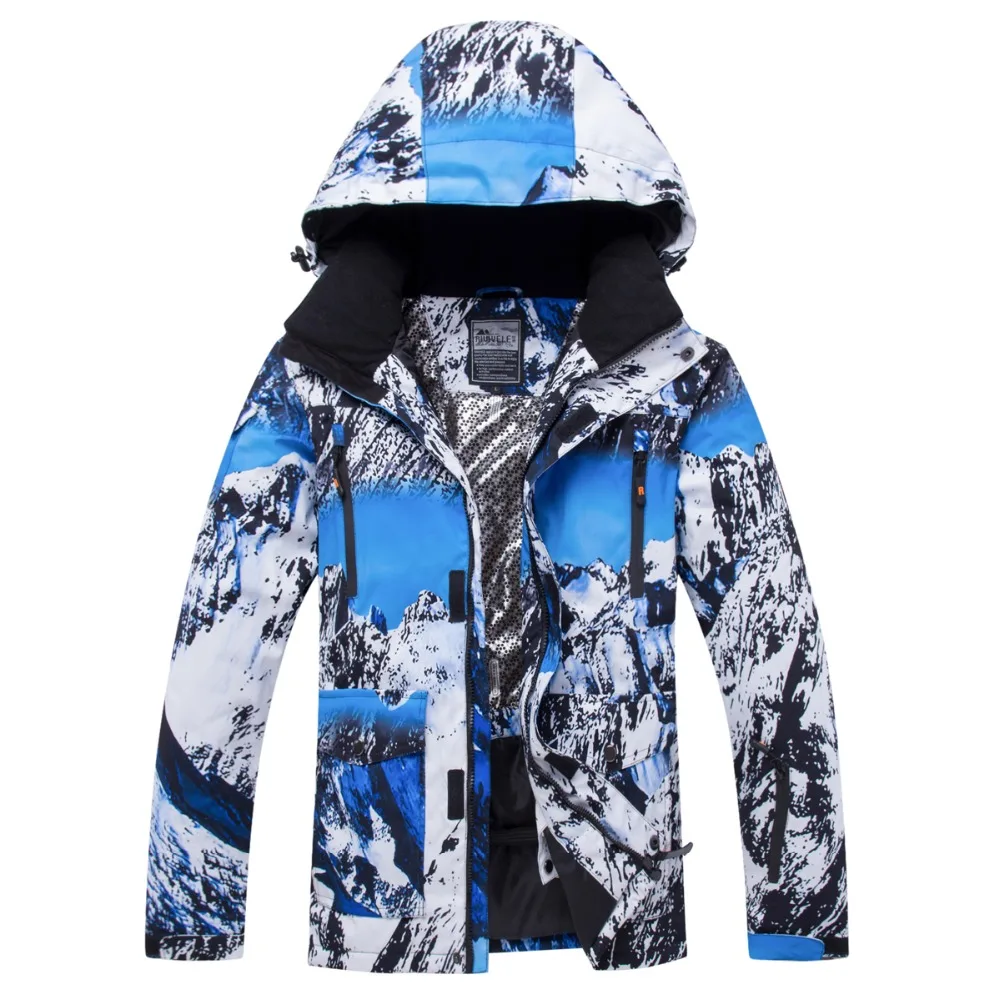Men Ski Jacket Thermal Waterproof Windproof Hooded Winter Jacket Male Outdoor Sports Warm Breathable Snowboard Snowmobile Jacket