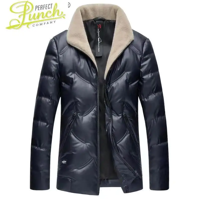 

Пуховик мужской, модная зимняя куртка, 100% шерсть, меховой воротник, одежда, теплые водонепроницаемые пуховики, Ropa LXR729