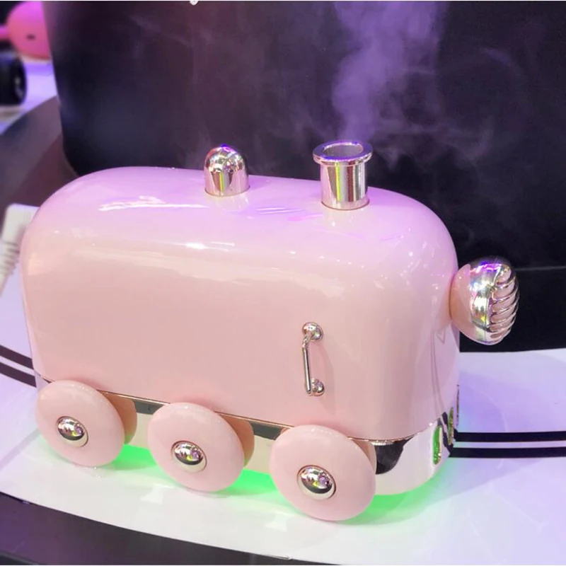 

Retro Mini Train USB humidifier 300ml Ultrasonic HumidiAroma Air Diffuser Essential Oil Mist Maker Fogger With Color LED Light