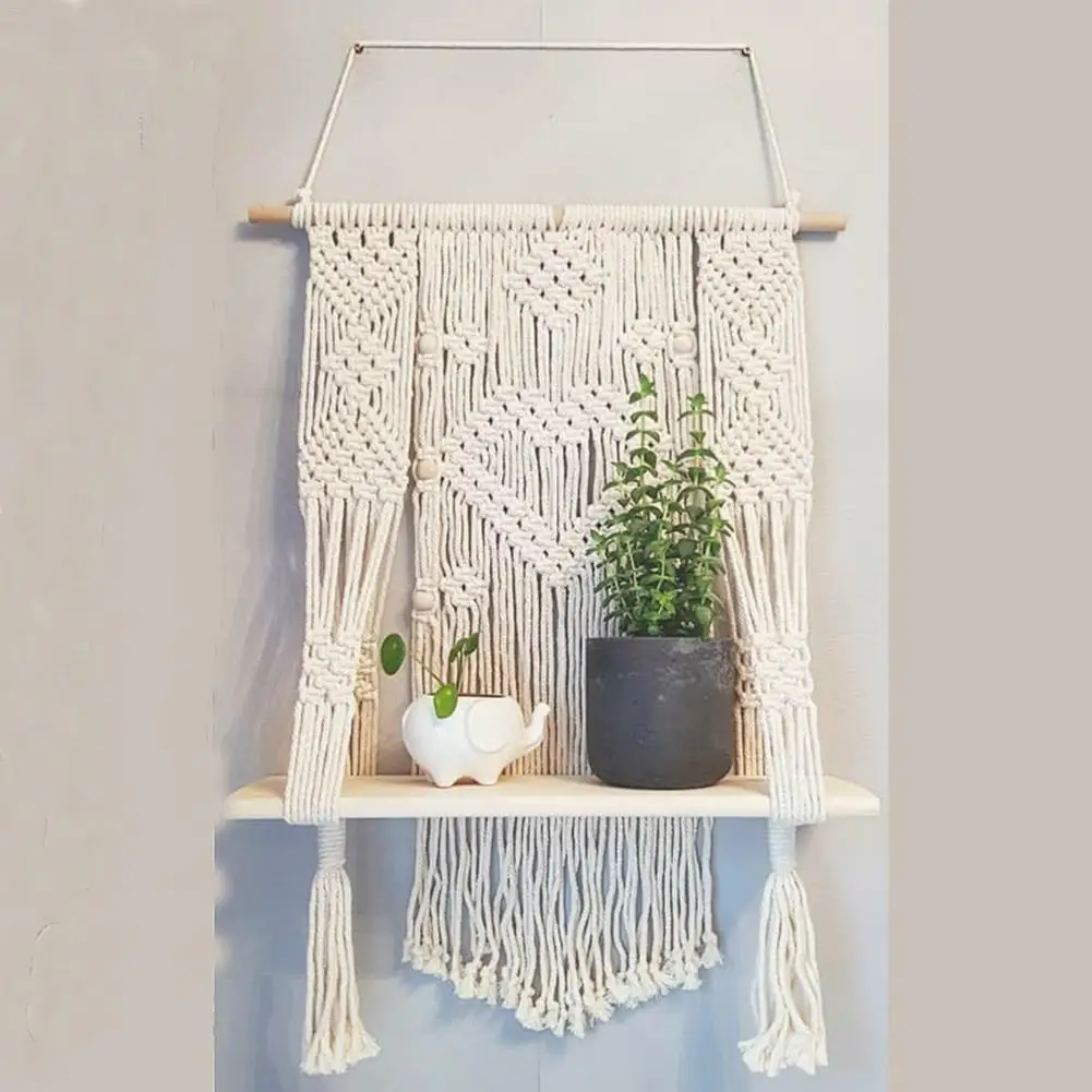 

nordic style Handmade Woven Tapestry room decoration farmhouse Shelf Hanging Wall Decor for Home