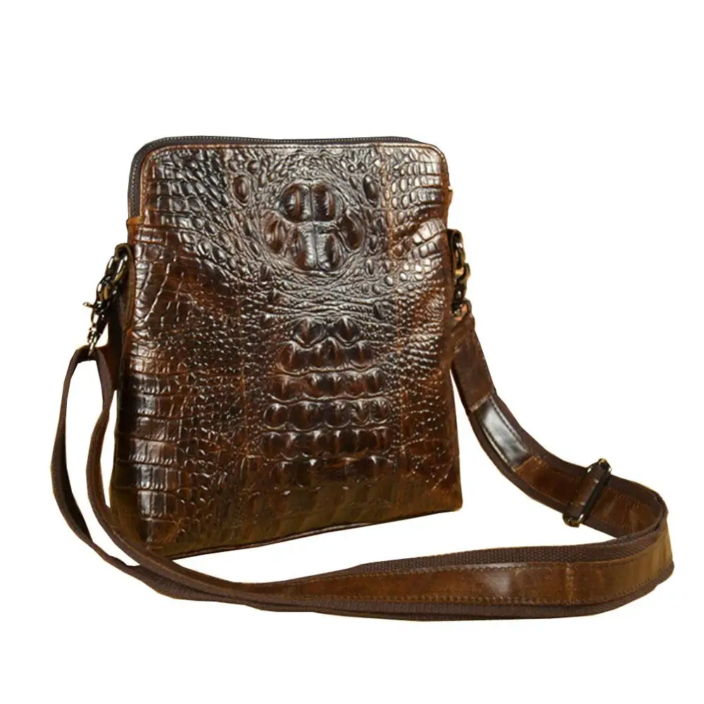 Новинка мужская кожаная винтажная сумка-мессенджер через плечо с узором под