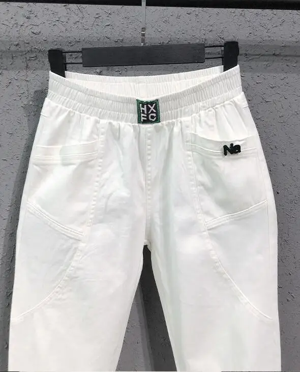 Джинсы женские с эластичным поясом модные брюки-султанки из денима в Корейском