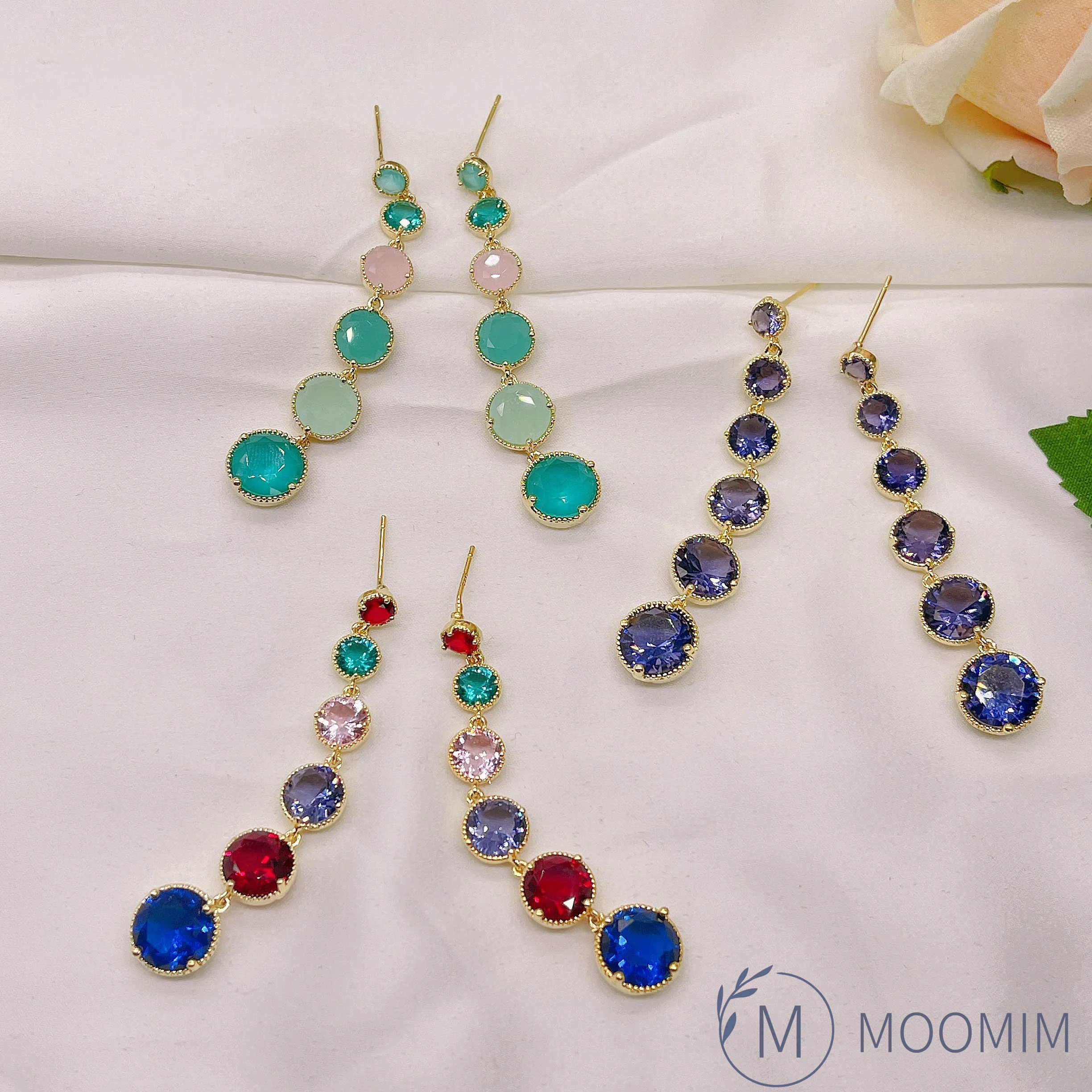 

Round Muticolor Water Drop Crystal Artificial Stone Elegant Romantic Exquisite Fully Shining Evening Party Jewelry