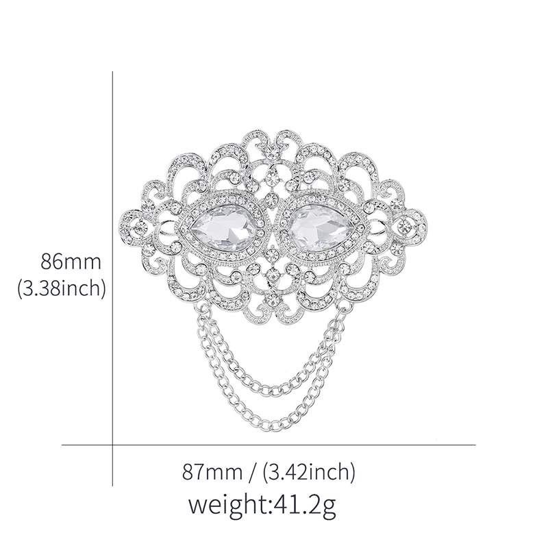 WEIMANJINGDIAN Factory Price High Quality Pear Cut Crystal Rhinestones Chain Brooches for Women or Wedding | Украшения и