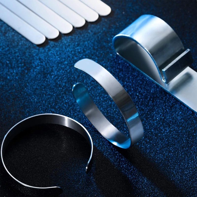 

R2LE 9Pcs Stainless Steel Bracelet Blanks Bangle Bracelet Bending Bar for stamping
