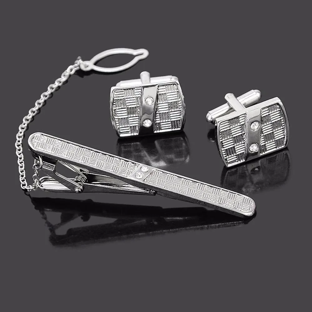 Запонки и зажим для галстука мужские классический узор запонки набор ювелирных