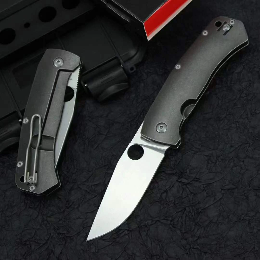Enlarge New Aero Titanium Alloys C186 High Quality Hardness Folding Knife D2 Blade  Handle Saber Outdoor Safety Pocket Knives  EDC Tool