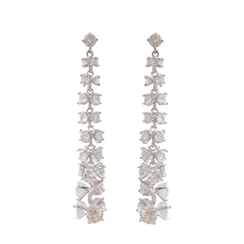 

Блестящего фианита из нержавеющей стали с длинной Женская танцевальная обувь вечерние модные ювелирные изделия для свадьбы свадебные серь...