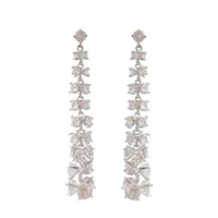 shining cubic zirconia long earring female dance party fahsion jewellery wedding bridal dangle earrings women brand earring