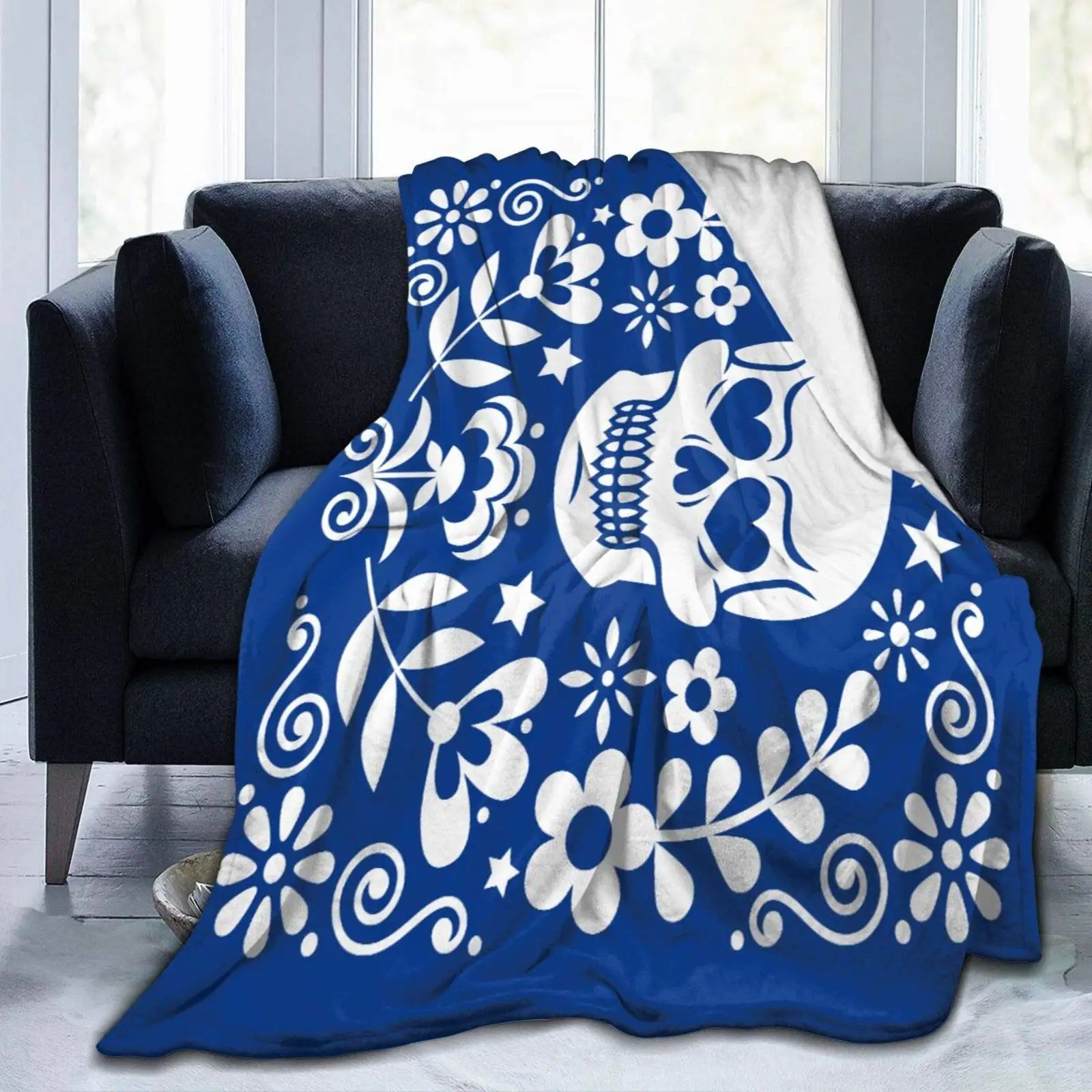 

Mexican Sugar Skull Blanket Flannel Throw Blanket Ultra Soft Micro Fleece Blanket Bed Couch Living Room 100x120cm for Baby